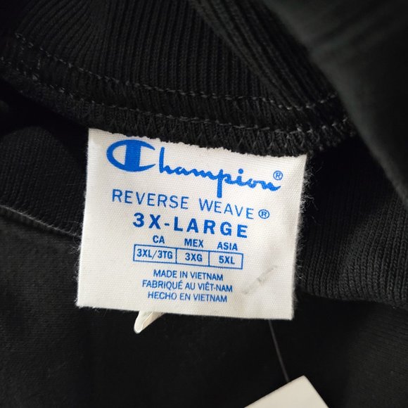 Champion Life Reverse Weave Mockneck Crew, Chenille Vintage Logo Black Applique - Picture 12 of 12